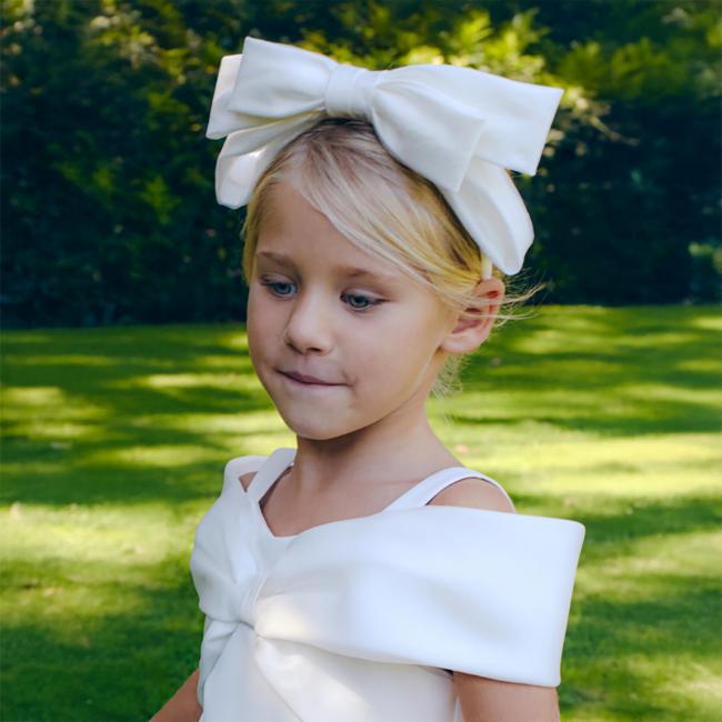 Picture of Abel & Lula Girls Shimmer Oversized Bow Headband - Ivory