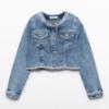 Picture of Abel & Lula Girls Denim Jacket With Tulle Bow - Bleached Blue Denim