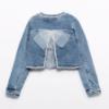 Picture of Abel & Lula Girls Denim Jacket With Tulle Bow - Bleached Blue Denim