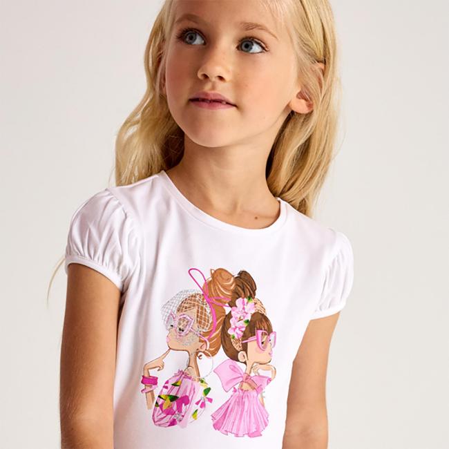 Picture of Mayoral Girls Summer Doll Cotton Jersey T-shirt -  Orchid pink