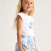 Picture of Mayoral Girls Summer Ruffle Top & Poplin Shorts Set X 2 - Blue Beige