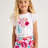 Picture of Mayoral Girls Summer Doll Cotton Jersey T-shirt -  White Magenta