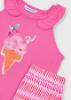 Picture of Mayoral Girls Summer Icecream Top & Shorts Set X 2 - Magenta Pink