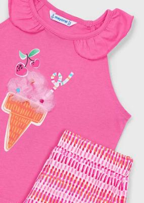 Picture of Mayoral Girls Summer Icecream Top & Shorts Set X 2 - Magenta Pink