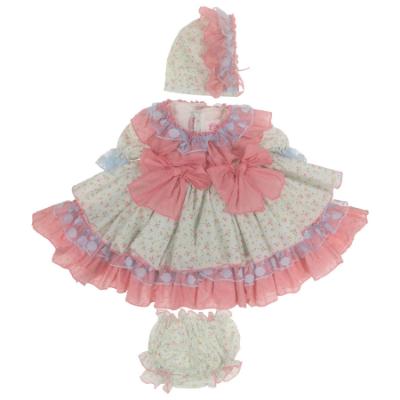 Picture of Ela Confeccion Girls Valentina Dress Panties Bonnet Set X 3 - Pink Blue 