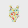 Picture of Mayoral Girls Summer Orange & Lemons Print Swimsuit - Aqua Blue Lemon