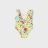 Picture of Mayoral Girls Summer Orange & Lemons Print Swimsuit - Aqua Blue Lemon