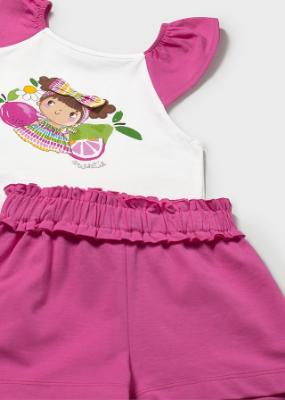 Picture of Mayoral Girls Summer Sweetie Print Top & Shorts Set - Fucsia 