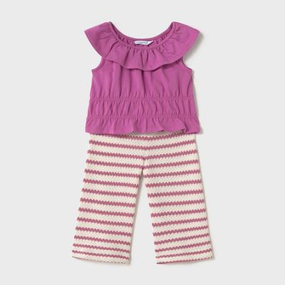 Picture of Mayoral Girls Summer Crochet Style Pants & Top Set X 2 - Orchid Pink