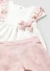 Picture of PRE ORDER Mayoral Girls Summer Lace Ruffle Top & Shorts Set  X 2 - Ivory Pink