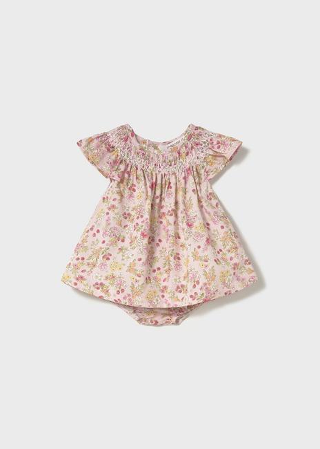 Picture of Mayoral Newborn Girls Summer Smocked Floral Strawberry Dress & Panties Set  X 2 - Pink