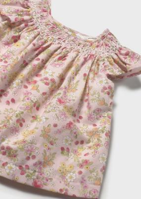 Picture of Mayoral Newborn Girls Summer Smocked Floral Strawberry Dress & Panties Set  X 2 - Pink