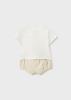 Picture of Mayoral Newborn Boys Jersey Teddy Ribbed Shorts Set - Beige 