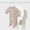 Picture of Mayoral Newborn Boys Teddy & Bunny 2 Piece Front Opening Babygrow Set - Beige