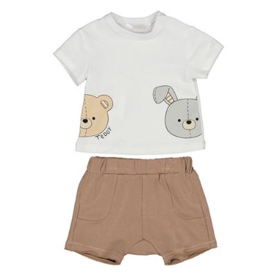 Picture of Mayoral Newborn Boys Teddy & Bunny Shorts Set - Beige