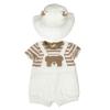 Picture of Mayoral Newborn Boys Teddy Dungaree & Hat Set - White Beige