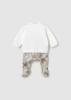 Picture of Mayoral Newborn Boys Jersey Teddy & Bunny Trouser Set - White Beige Grey