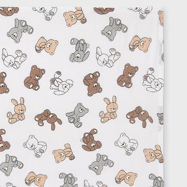 Picture of Mayoral Newborn Baby Unisex Teddy & Bunny Muslin Swaddle - Beige Grey