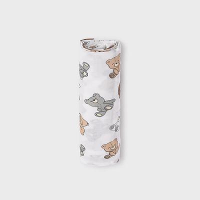 Picture of Mayoral Newborn Baby Unisex Teddy & Bunny Muslin Swaddle - Beige Grey