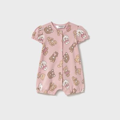 Picture of Mayoral Newborn Girls Jersey Teddy & Bunny Romper - Baby Rose Pink