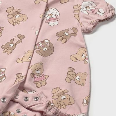 Picture of Mayoral Newborn Girls Jersey Teddy & Bunny Romper - Baby Rose Pink