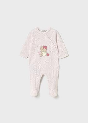 Picture of PRE ORDER Mayoral Newborn Girls  Front Opening Teddy & Polka Babygrow  - Baby Rose Pink