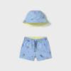 Picture of Mayoral Boys Summer Swim Shorts & Reversible Sunhat Set  X 2 - Blue Acid Yellow