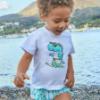 Picture of Mayoral Boys Summer T-shirt & Sailboat Swim Shorts Set  X 2 - White Blue Acid Yellow