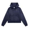 Picture of Juicy Couture Girls Diamante Zip Through Velour Hoodie - Night Sky Navy Blue 