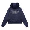 Picture of Juicy Couture Girls Diamante Zip Through Velour Hoodie - Night Sky Navy Blue 