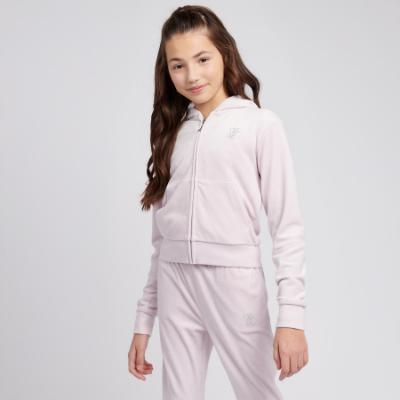 Picture of Juicy Couture Girls Diamante Zip Through Velour Hoodie - Lavender Fog