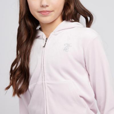 Picture of Juicy Couture Girls Diamante Zip Through Velour Hoodie - Lavender Fog