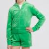 Picture of Juicy Couture Girls Diamante Zip Through Velour Hoodie - Green Bee