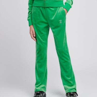 Picture of Juicy Couture Girls Diamante Bootcut Velour Jogger - Green Bee