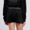 Picture of Juicy Couture Girls Diamante Logo Fold Over Waist Shorts - Black