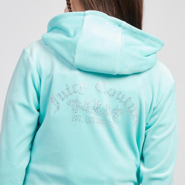 Picture of Juicy Couture Girls Arch Zip Through Diamante Velour Hoodie - Angel Blue