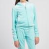 Picture of Juicy Couture Girls Arch Zip Through Diamante Velour Hoodie - Angel Blue