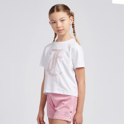 Picture of Juicy Couture Girls Logo T-shirt & Velour Popper Short Set X 2 - Pink Nectar