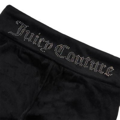 Picture of Juicy Couture Girls Diamante Logo Fold Over Velour Joggers - Black