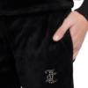 Picture of Juicy Couture Girls Diamante Logo Fold Over Velour Joggers - Black