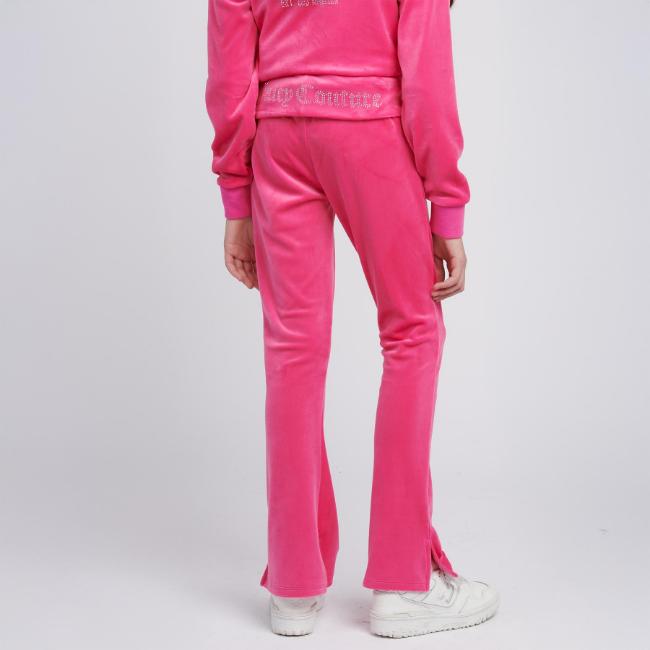 Picture of Juicy Couture Girls Diamante Logo Fold Over Velour Joggers - Fucshia Purple