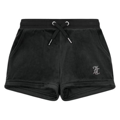 Picture of Juicy Couture Girls Diamante Velour Fold Up Shorts - Black