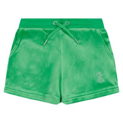 Picture of Juicy Couture Girls Diamante Velour Fold Up Shorts - Green Bee