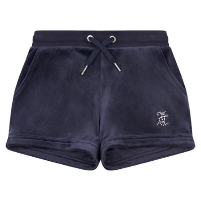 Picture of Juicy Couture Girls Diamante Velour Fold Up Shorts - Night Sky Navy