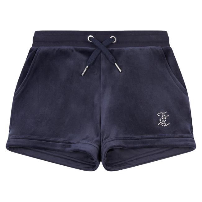 Picture of Juicy Couture Girls Diamante Velour Fold Up Shorts - Night Sky Navy