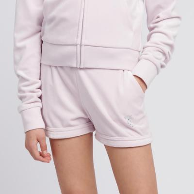 Picture of Juicy Couture Girls Diamante Velour Fold Up Shorts - Lavender Fog