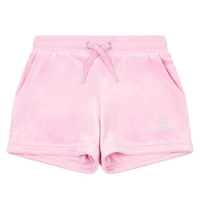 Picture of Juicy Couture Girls Diamante Velour Fold Up Shorts - Pinky Lilac Chiffon