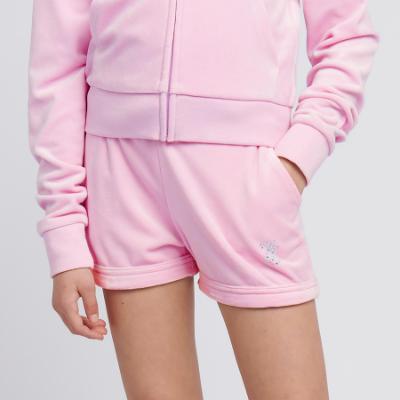 Picture of Juicy Couture Girls Diamante Velour Fold Up Shorts - Pinky Lilac Chiffon