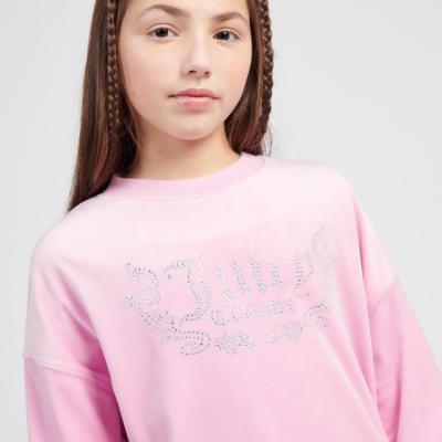 Picture of Juicy Couture Girls Crew Neck Velour Sweater - Pinky Lilac Chiffon