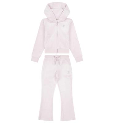 Picture of Juicy Couture Little Girls Diamante Zip Through Hoodie & Bootcut Jogger Set X 2 - Lavender Fog